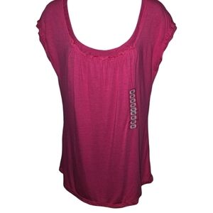 NWT Liz Wear By Liz Claiborne Mesh Scoop Neck Cap Sleeve Top